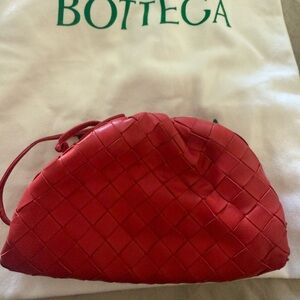 Bottega Intercito clutch red leather with straps
